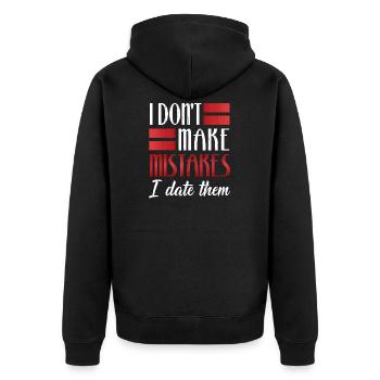 Ich mache keine Fehler, die ich datiere - Unisex Premium Bio Zip Hoodie - Schwarz - Hinten - Nico (187cm)