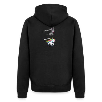 Womens Unicorn Yoga Gift I Funny Workout Gym - Unisex Premium Organic Zip Hoodie - black - Back - Nico (187cm)