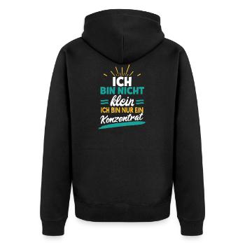 Spruch für kleine - ich bin nicht klein ich bin - Unisex Premium Bio Zip Hoodie - Schwarz - Hinten - Nico (187cm)