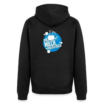 Die Milch machts, nostalgisches Werbeschild - Unisex Premium Bio Zip Hoodie - Schwarz - Hinten - Nico (187cm)