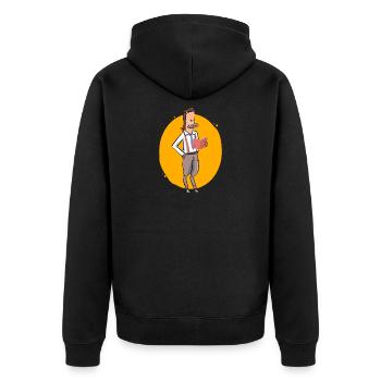 Einhorn Professor - Unisex Premium Bio Zip Hoodie - Schwarz - Hinten - Nico (187cm)