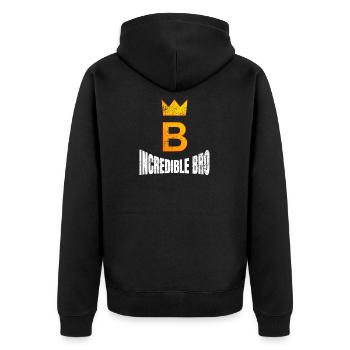 incredible bro - Unisex Premium Bio Zip Hoodie - Schwarz - Hinten - Nico (187cm)
