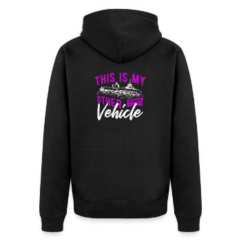 U Boot - Unisex Premium Bio Zip Hoodie - Schwarz - Hinten - Nico (187cm)