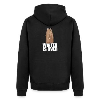 Murmeltier Sommer Winter Frühling Cool Geschenk - Unisex Premium Bio Zip Hoodie - Schwarz - Hinten - Nico (187cm)