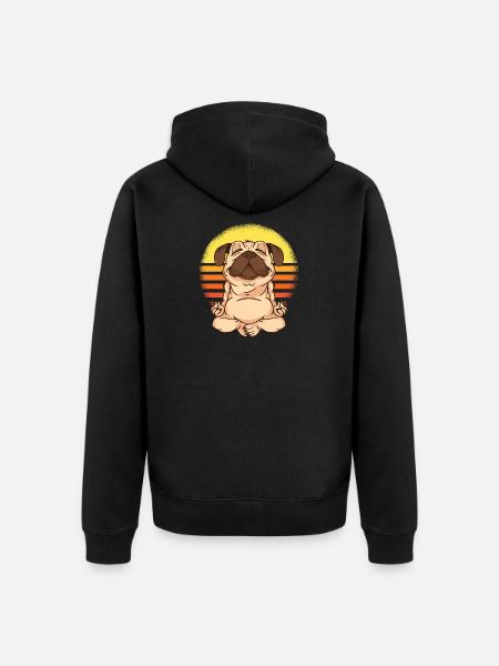 Pug cachorro nerd beanie yoga perro regalo - Chaqueta con capucha prémium ecológica unisex - negro