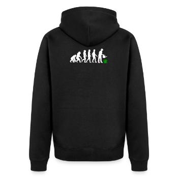 Evolution Gärtner Garten - Unisex Premium Bio Zip Hoodie - Schwarz - Hinten - Nico (187cm)