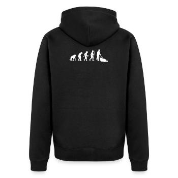 Evolution Rasenmähen Gärtner - Unisex Premium Bio Zip Hoodie - Schwarz - Hinten - Nico (187cm)
