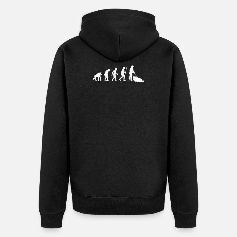 Evolution Rasenmähen Gärtner - Unisex Premium Bio Zip Hoodie - Schwarz