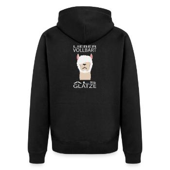 Alpaka - Lieber Vollbart als Glatze - Unisex Premium Bio Zip Hoodie - Schwarz - Hinten - Nico (187cm)