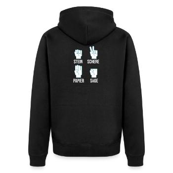 Heimwerker sägt Finger Ab lustiges Handwerker - Unisex Premium Bio Zip Hoodie - Schwarz - Hinten - Nico (187cm)