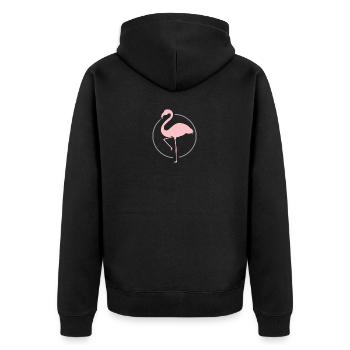 flamingo - Unisex Premium Organic Zip Hoodie - black - Back - Nico (187cm)