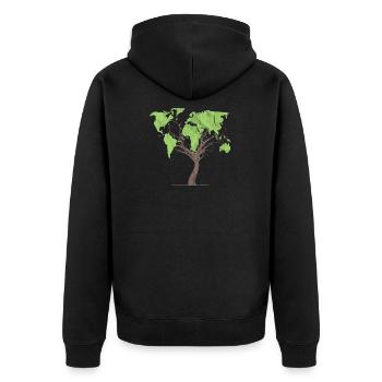 Weltkarte Baum Gärtner Landschaftsgärtner Geschenk - Unisex Premium Bio Zip Hoodie - Schwarz - Hinten - Nico (187cm)