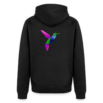 hummingbird - Unisex Premium Organic Zip Hoodie - black - Back - Nico (187cm)