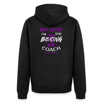 boxing - Unisex Premium Organic Zip Hoodie - black - Back - Nico (187cm)