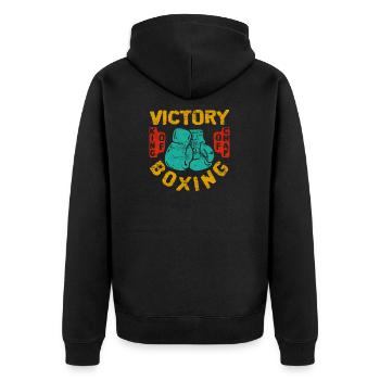 boxing - Unisex Premium Organic Zip Hoodie - black - Back - Nico (187cm)