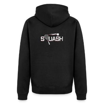 Squash Sport Racket Game Player Racquet Gift - Unisex Premium Organic Zip Hoodie - black - Back - Nico (187cm)