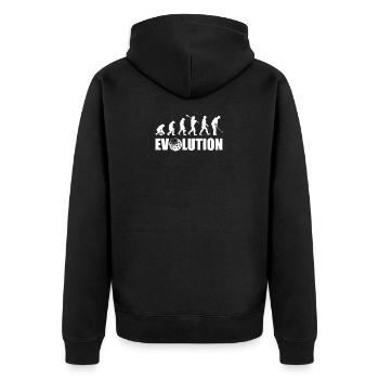 Golf evolution - Unisex Premium Bio Zip Hoodie - Schwarz - Hinten - Nico (187cm)