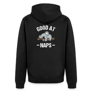 Koala Good At Naps - Unisex Premium Organic Zip Hoodie - black - Back - Nico (187cm)