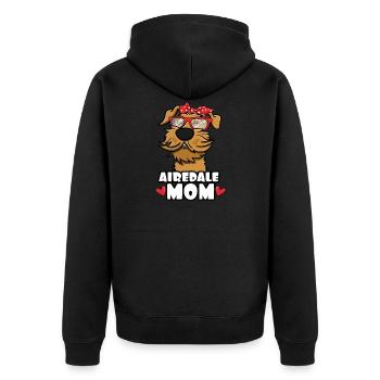 Airedale Hund Mutter Mama Hundebesitzer Geschenk - Unisex Premium Bio Zip Hoodie - Schwarz - Hinten - Nico (187cm)