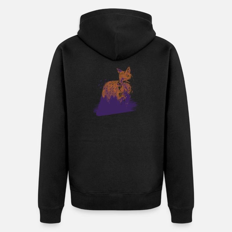 Renard dans la forêt - Veste à capuche bio Premium Unisexe - noir