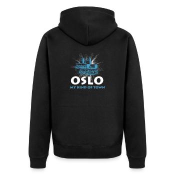 Oslo - Unisex Premium Bio Zip Hoodie - Schwarz - Hinten - Nico (187cm)