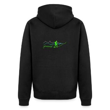 Hike Tramp Roam Walk Trek Wander Nature Mount Gift - Unisex Premium Organic Zip Hoodie - black - Back - Nico (187cm)