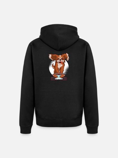 Cavalier dog skater - Unisex Premium Organic Zip Hoodie - black