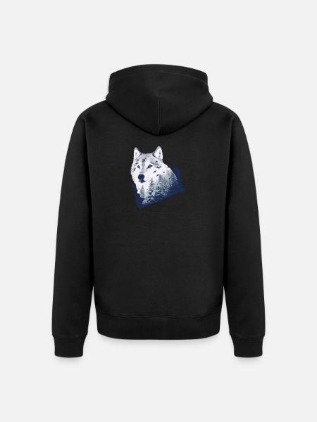 Wolf forest - Unisex Premium Organic Zip Hoodie - black