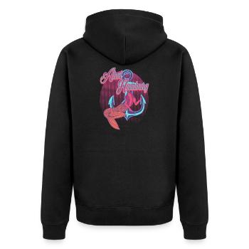 Ahoy Hamburg Hamburger Hanseatic gift - Unisex Premium Organic Zip Hoodie - black - Back - Nico (187cm)