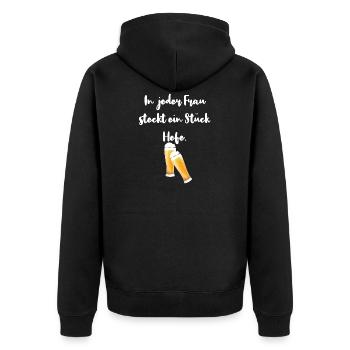 bier trinken hefe weizen genießen spruch geschenk - Unisex Premium Bio Zip Hoodie - Schwarz - Hinten - Nico (187cm)