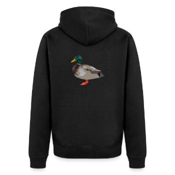 Ente, Erpel, Enten polygon geometrisch - Unisex Premium Bio Zip Hoodie - Schwarz - Hinten - Nico (187cm)