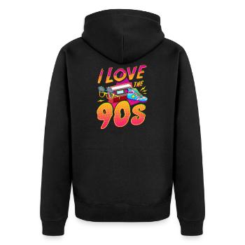 I Love the 90s 90er Jahre - Unisex Premium Organic Zip Hoodie - black - Back - Nico (187cm)