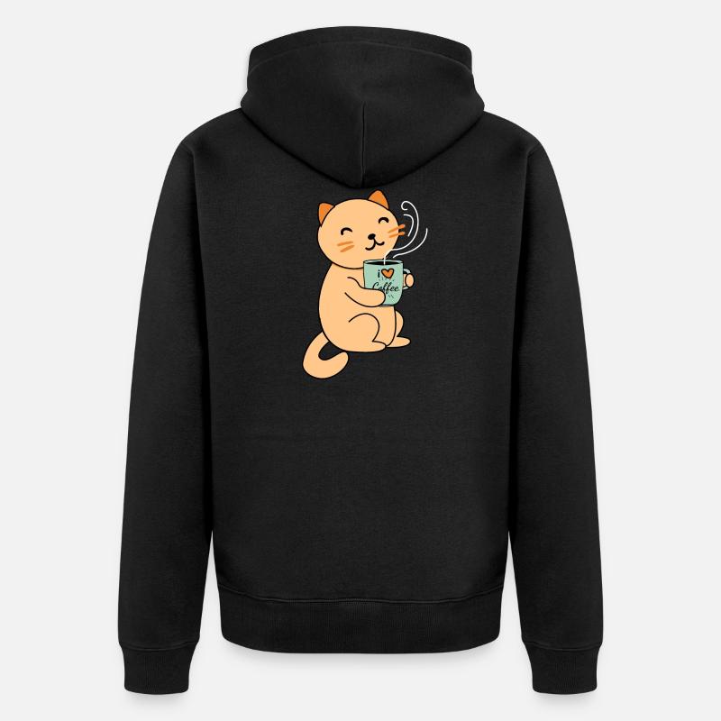 Chat Café - Veste à capuche bio Premium Unisexe - noir