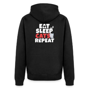 Eat Sleep Cat Animal Pet Sweet Gift - Unisex Premium Organic Zip Hoodie - black - Back - Nico (187cm)
