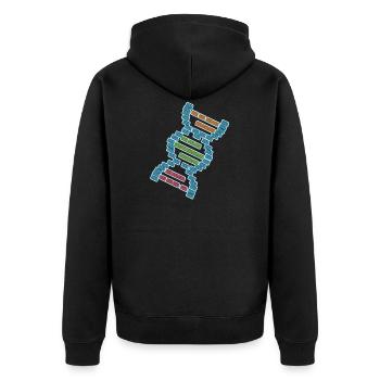 DNA Strang Erbgut Biologe Forschung Geschenk - Unisex Premium Bio Zip Hoodie - Schwarz - Hinten - Nico (187cm)