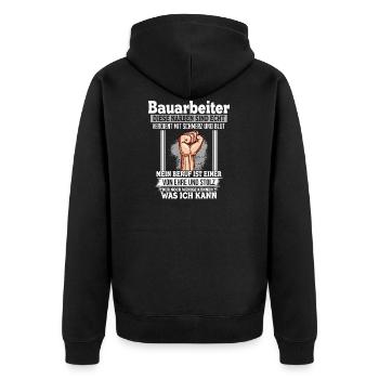 Ouvrier du bâtiment en honneur - Veste à capuche bio Premium Unisexe - noir - Dos - Nico (187cm)