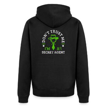 Geheimagent Spionage Agent Geschenk Geschenkidee - Unisex Premium Bio Zip Hoodie - Schwarz - Hinten - Nico (187cm)
