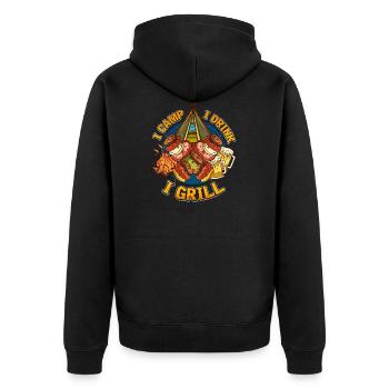 Mens Funny Camping Drinking Grilling Design Avec - Veste à capuche bio Premium Unisexe - noir - Dos - Nico (187cm)
