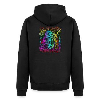 Magic Mushrooms Shirt Magic Mushrooms - Unisex Premium Organic Zip Hoodie - black - Back - Nico (187cm)