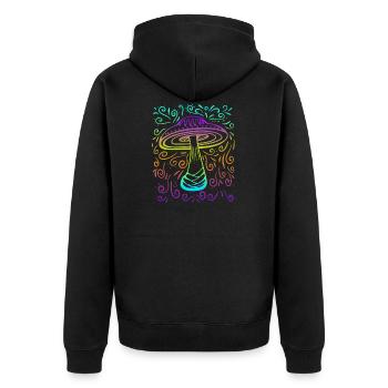 Magic Mushrooms Shirt Magic Mushrooms - Unisex Premium Organic Zip Hoodie - black - Back - Nico (187cm)