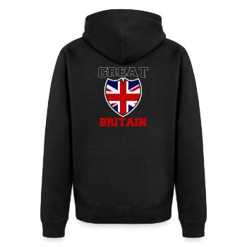 England Großbritannien - Unisex Premium Bio Zip Hoodie - Schwarz - Hinten - Nico (187cm)