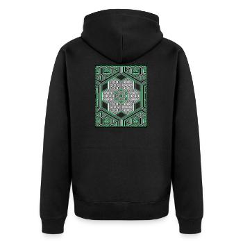 Heilige Geometrie Shirt Goa Psy Muster DMT LSD Aum - Unisex Premium Bio Zip Hoodie - Schwarz - Hinten - Nico (187cm)
