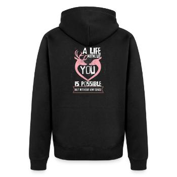 Une vie sans toi est possible, mais le trou des sens - Veste à capuche bio Premium Unisexe - noir - Dos - Nico (187cm)