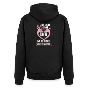 Une vie sans toi est possible, mais le trou des sens - Veste à capuche bio Premium Unisexe - noir - Dos - Nico (187cm)