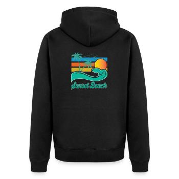 cooles retro design tolles geschenk; geschenkidee - Unisex Premium Bio Zip Hoodie - Schwarz - Hinten - Nico (187cm)