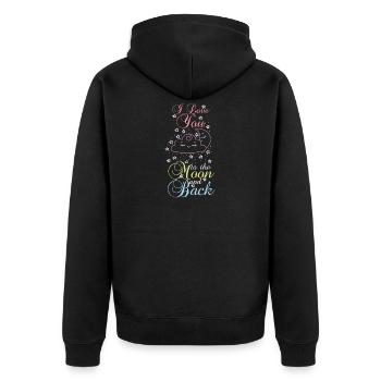 Ich liebe Dich bis zum Mond und wieder zurück - Unisex Premium Bio Zip Hoodie - Schwarz - Hinten - Nico (187cm)