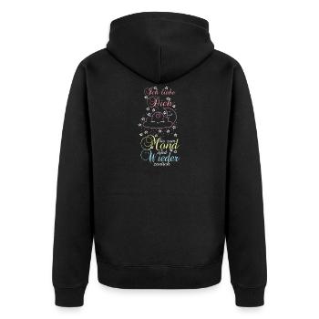 Ich liebe Dich bis zum Mond und wieder zurück - Unisex Premium Bio Zip Hoodie - Schwarz - Hinten - Nico (187cm)