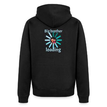 Big brother loads loading birth child Schwangersc - Unisex Premium Organic Zip Hoodie - black - Back - Nico (187cm)