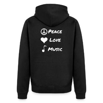 Peace Love Music Peace Music Symbol Gift - Unisex Premium Organic Zip Hoodie - black - Back - Nico (187cm)
