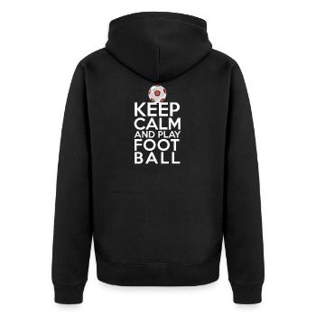 Restez calme Restez calme et jouez au football - Veste à capuche bio Premium Unisexe - noir - Dos - Nico (187cm)